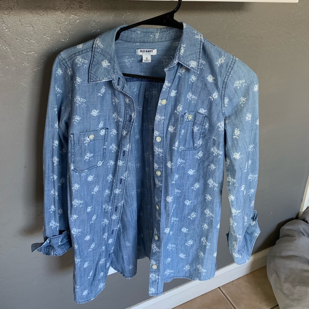 Floral “Denim“ Button Up - Picture 1 of 6